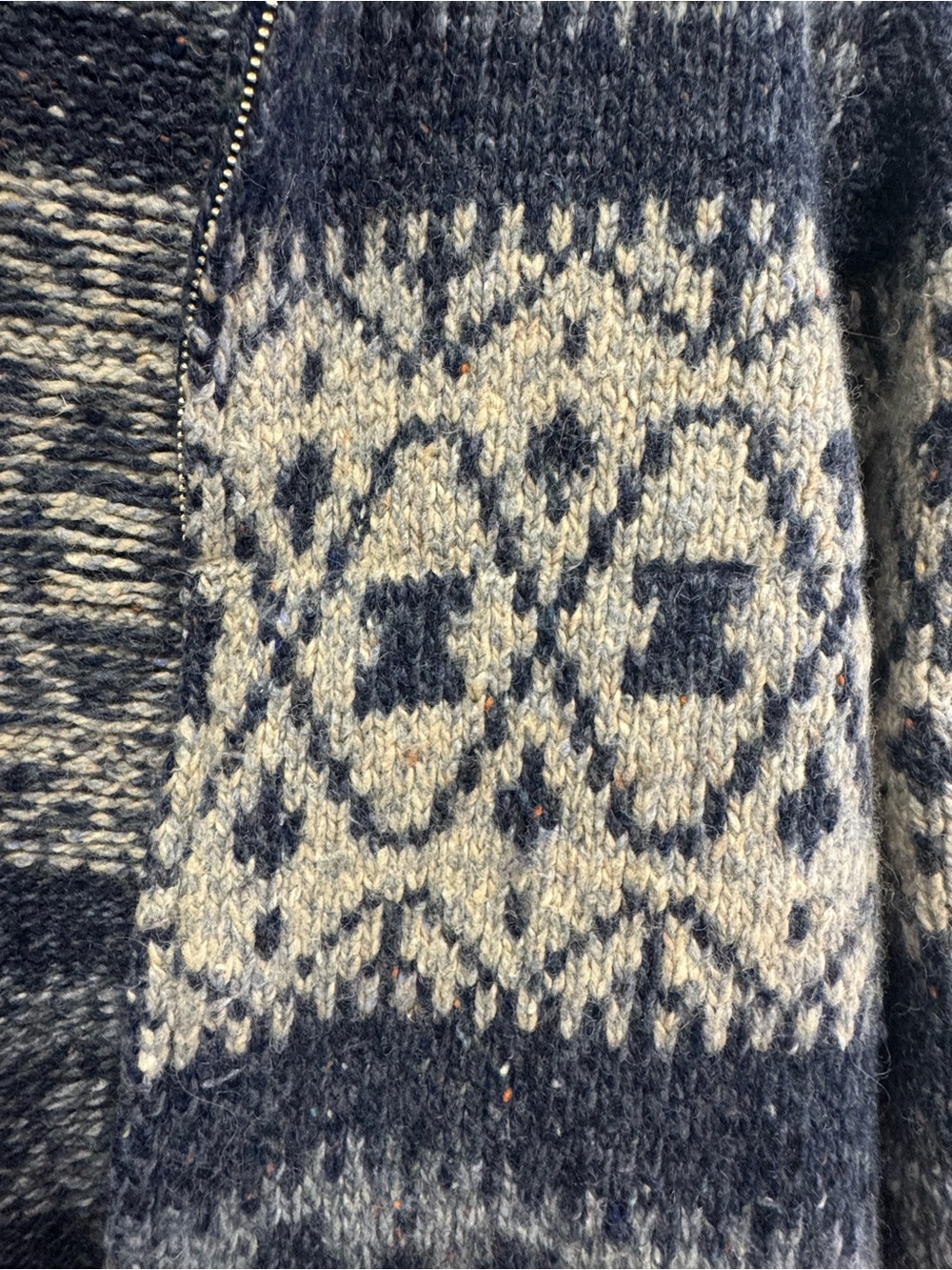 Vintage Talbots women's knit sweater zip up collared wool blend size Lg Aztec - Picture 5 of 8